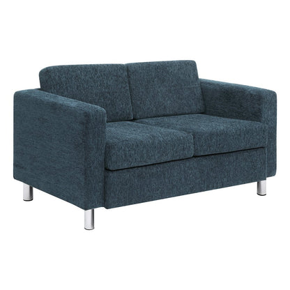 Pacific Loveseat in Navy Fabric with Chrome Legs