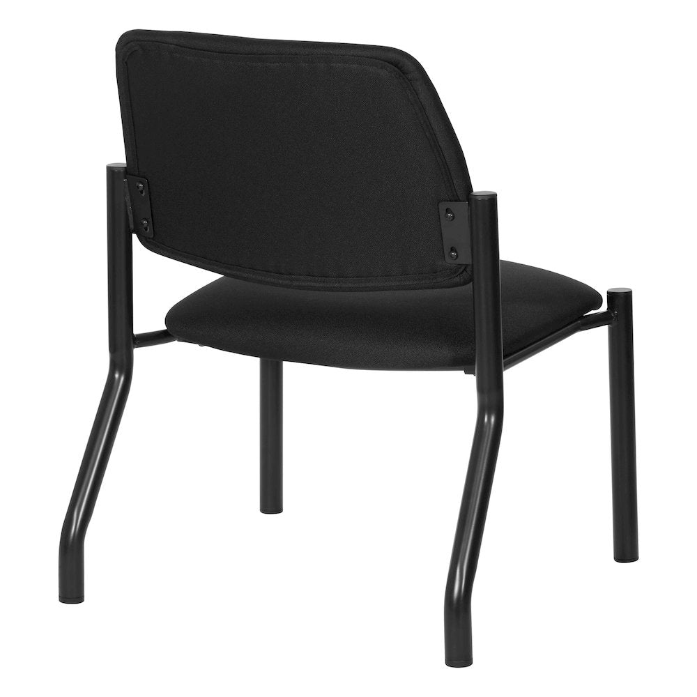 Big & Tall Armless Guest Chair in Icon Black Fabric with Black Metal Frame