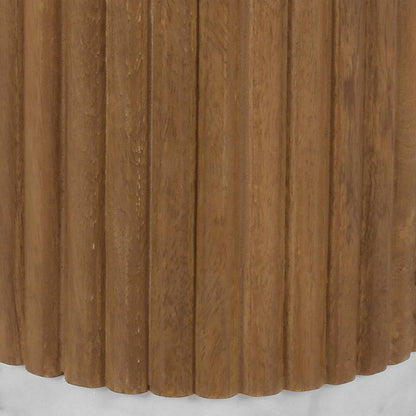 Round Solid Wood Pedestal Fluted Accent Table in Golden Honey Finish