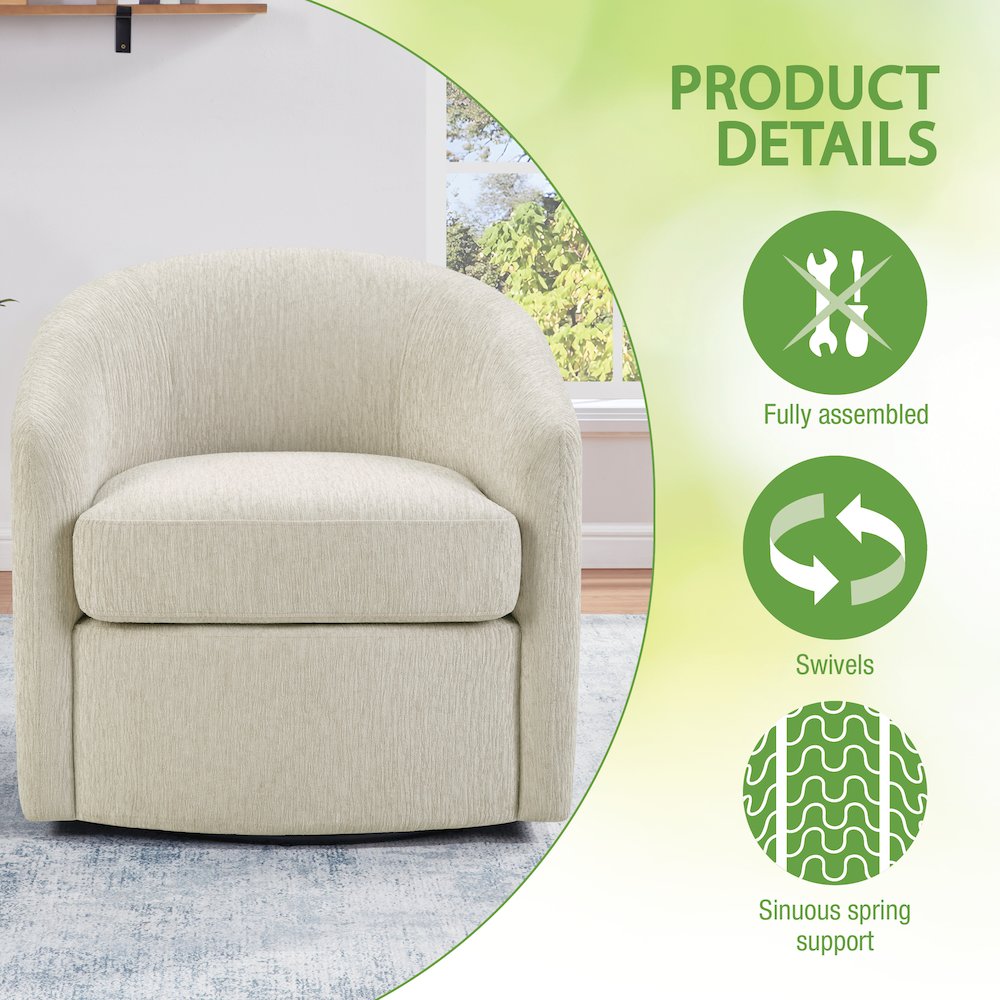 Bella Swivel Chair in Linen Fabric