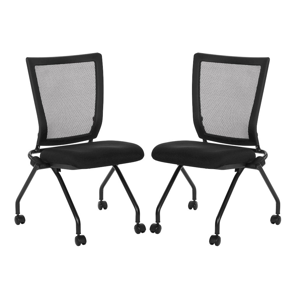 PU Padded Back Soft-Flex Frame Progrid Mesh Back Armless Folding Chair
