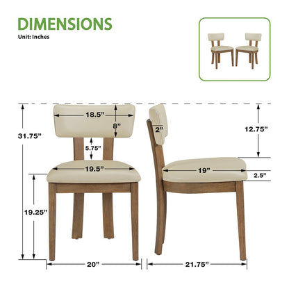 Hanson Dining Chair with Taupe Faux Leather and Medium Oak Wood, 2-Pack