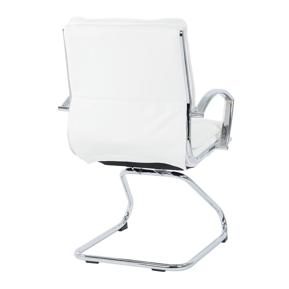 Guest Faux Leather Chair with Chrome Base and Includes Removable Arm Sleeves