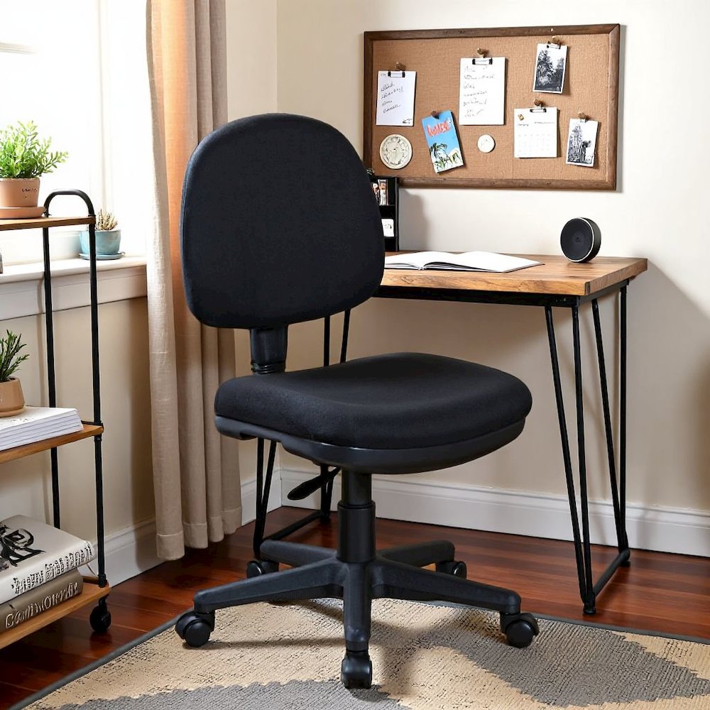 Black Armless Office Chair – High-Back Chair for Desks