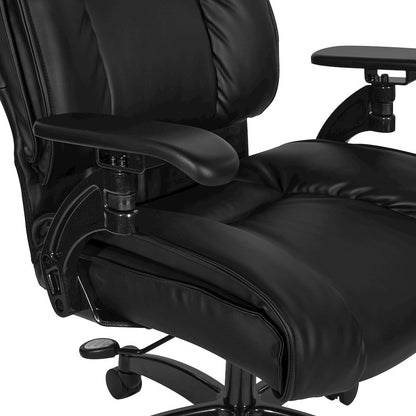 Black Leather Conference Chair with Cantilever Arms, Steel Base