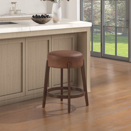 Wesley 26" Counter Stool in Saddle Brown Faux Leather