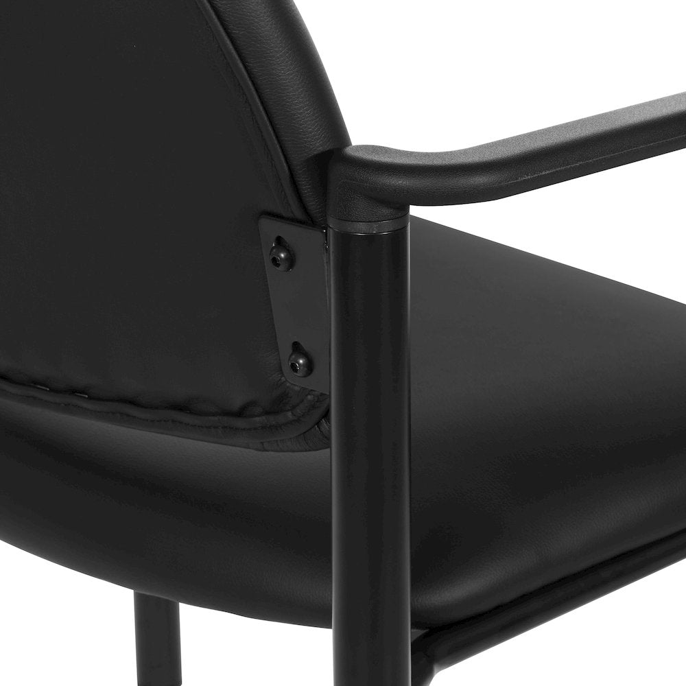 Big & Tall Guest Chair in Dillon Black Fabric with PU Arms and Black Metal Frame