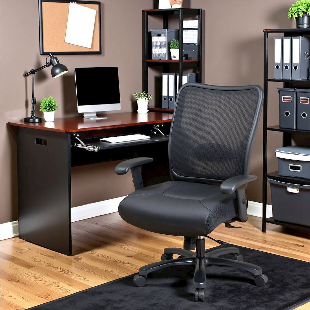 Black Leather Chair – Low-Back Work Chair for Teachers and Office Use