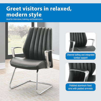 Visitor’s Chair with Fixed Padded Aluminum Arms and Chrome Sled Base