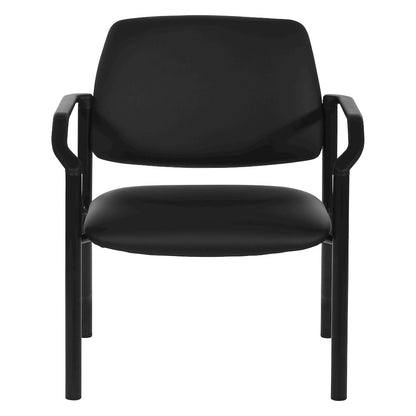 Big & Tall Guest Chair in Dillon Black Fabric with PU Arms and Black Metal Frame