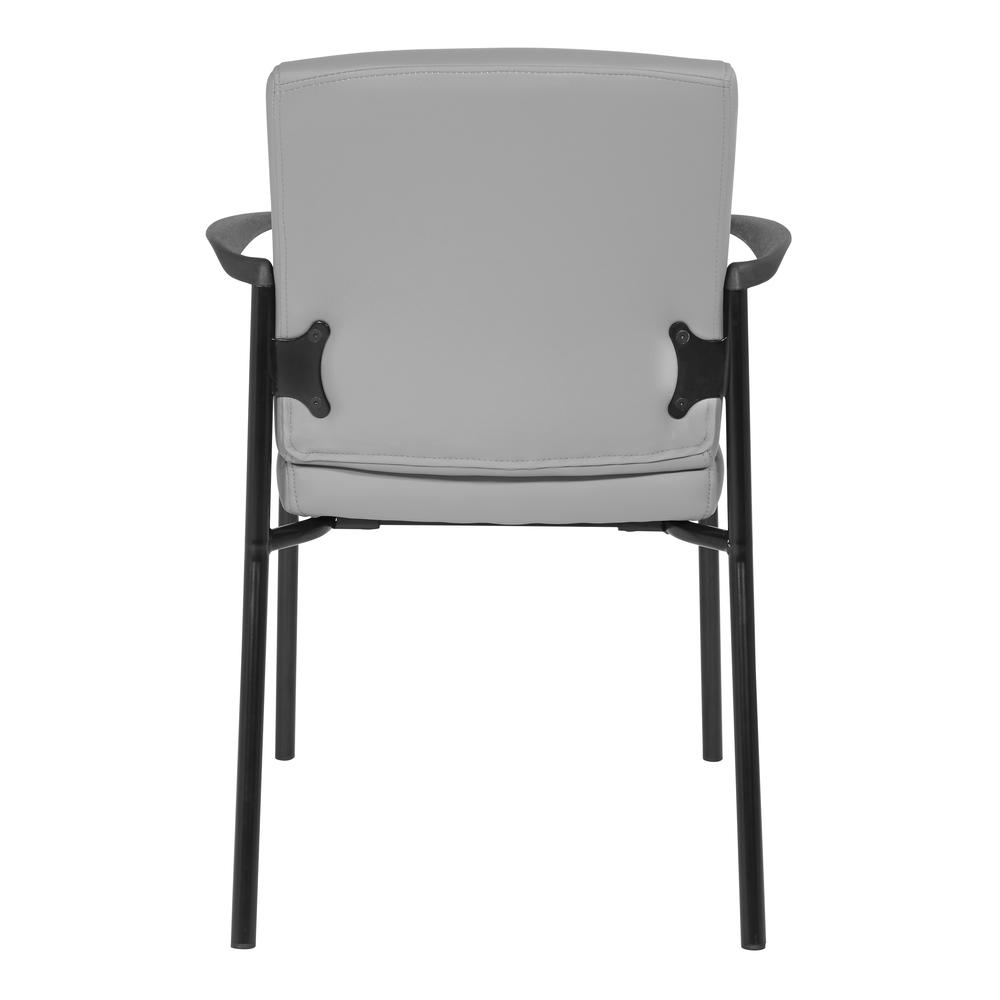 Guest Chair in Charcoal Grey Faux Leather with Black Frame, FL38610-U42