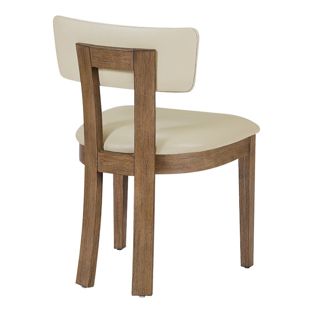 Hanson Dining Chair with Taupe Faux Leather and Medium Oak Wood, 2-Pack