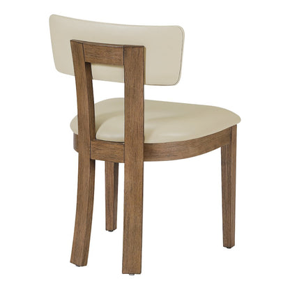 Hanson Dining Chair with Taupe Faux Leather and Medium Oak Wood, 2-Pack