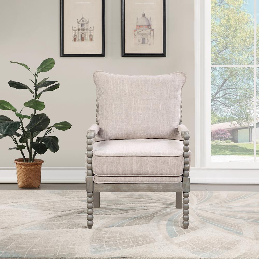 Abbott Chair in Linen Fabric with Brushed Grey Base K/D, ABB-BY6