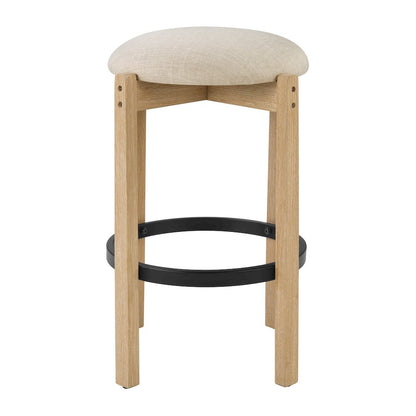 Melissa 26" Counter Stools 2-Pack With Cream Fabric Seat and Natural Finish Wood