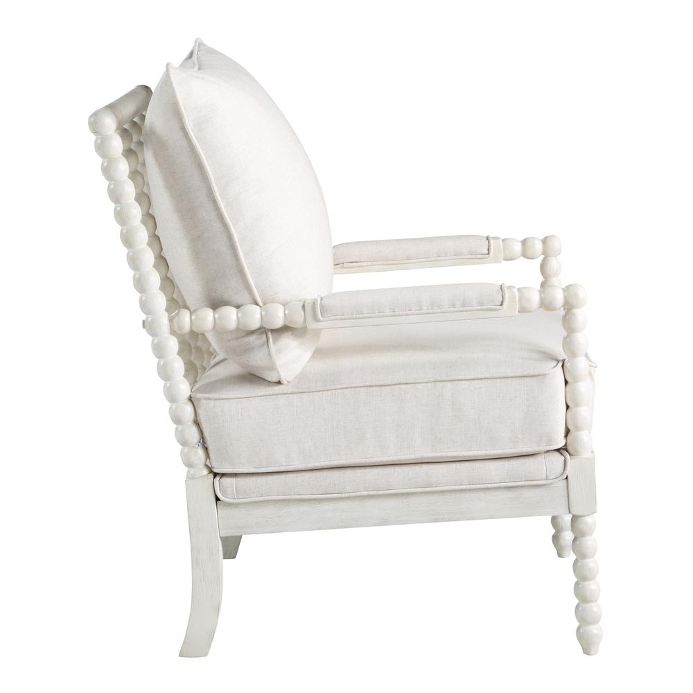 Kaylee Spindle Chair in Linen Fabric with White Frame, KLE-L32
