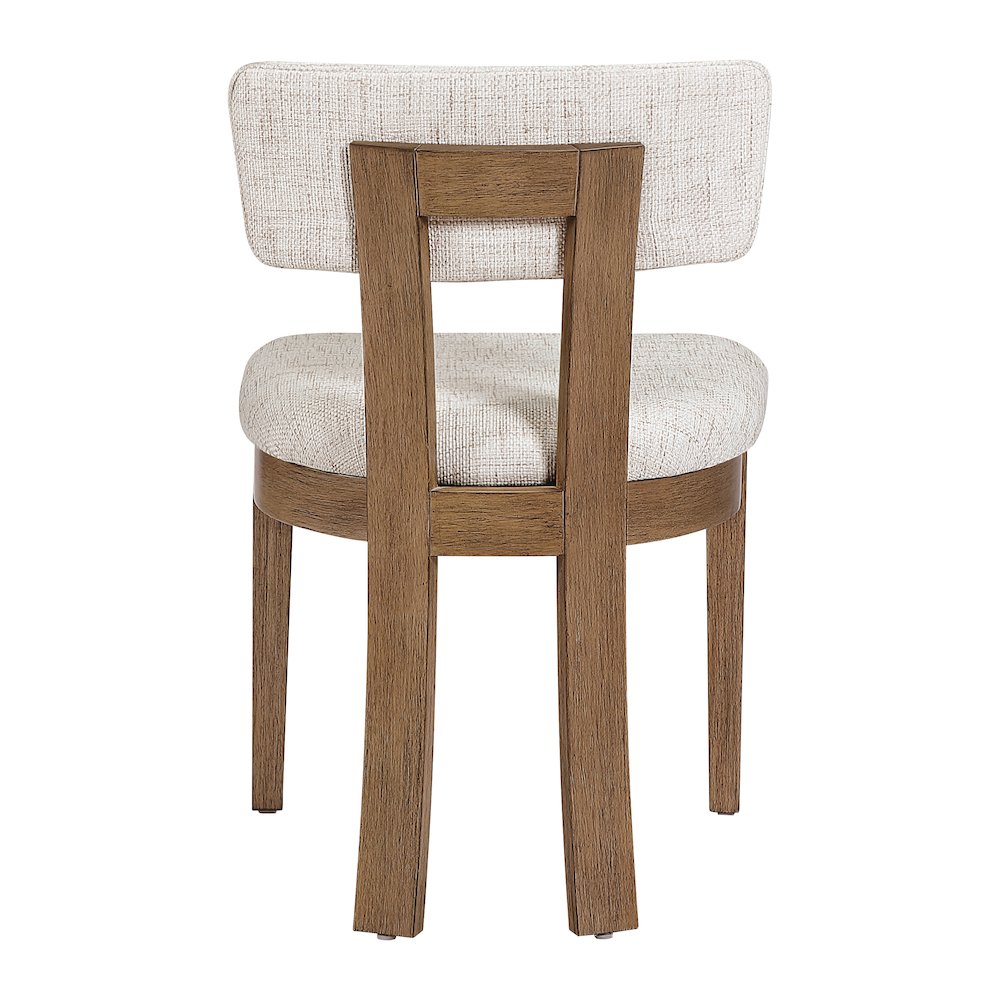 Hanson Dining Chair with Linen Fabric and Medium Oak Wood, 2-Pack