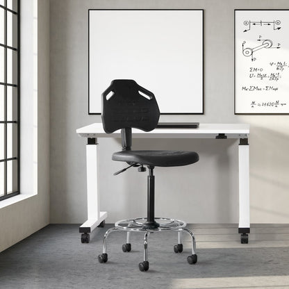 Black Self Skinned Urethane Intermediate Drafting Chair In Chrome Base
