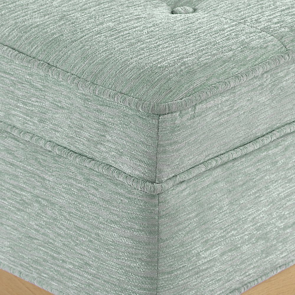 Katheryn Storage Bench in Mist Fabric with National Wood Legs