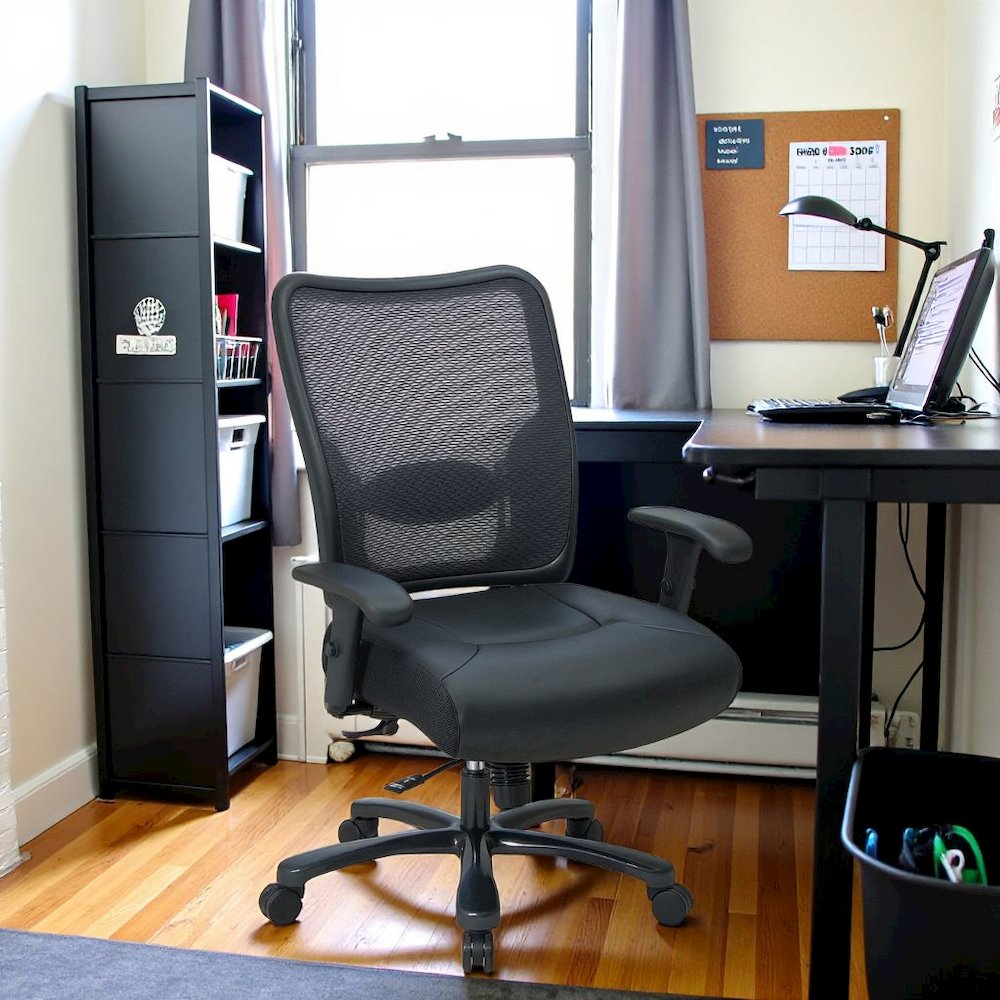 Black Leather Chair – Low-Back Work Chair for Teachers and Office Use