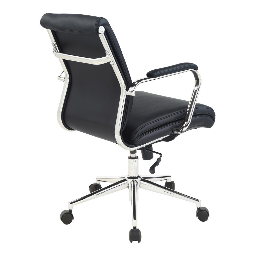 Mid Back Manager's Chair with Dillon Black Antimicrobial Fabric and Chrome Base