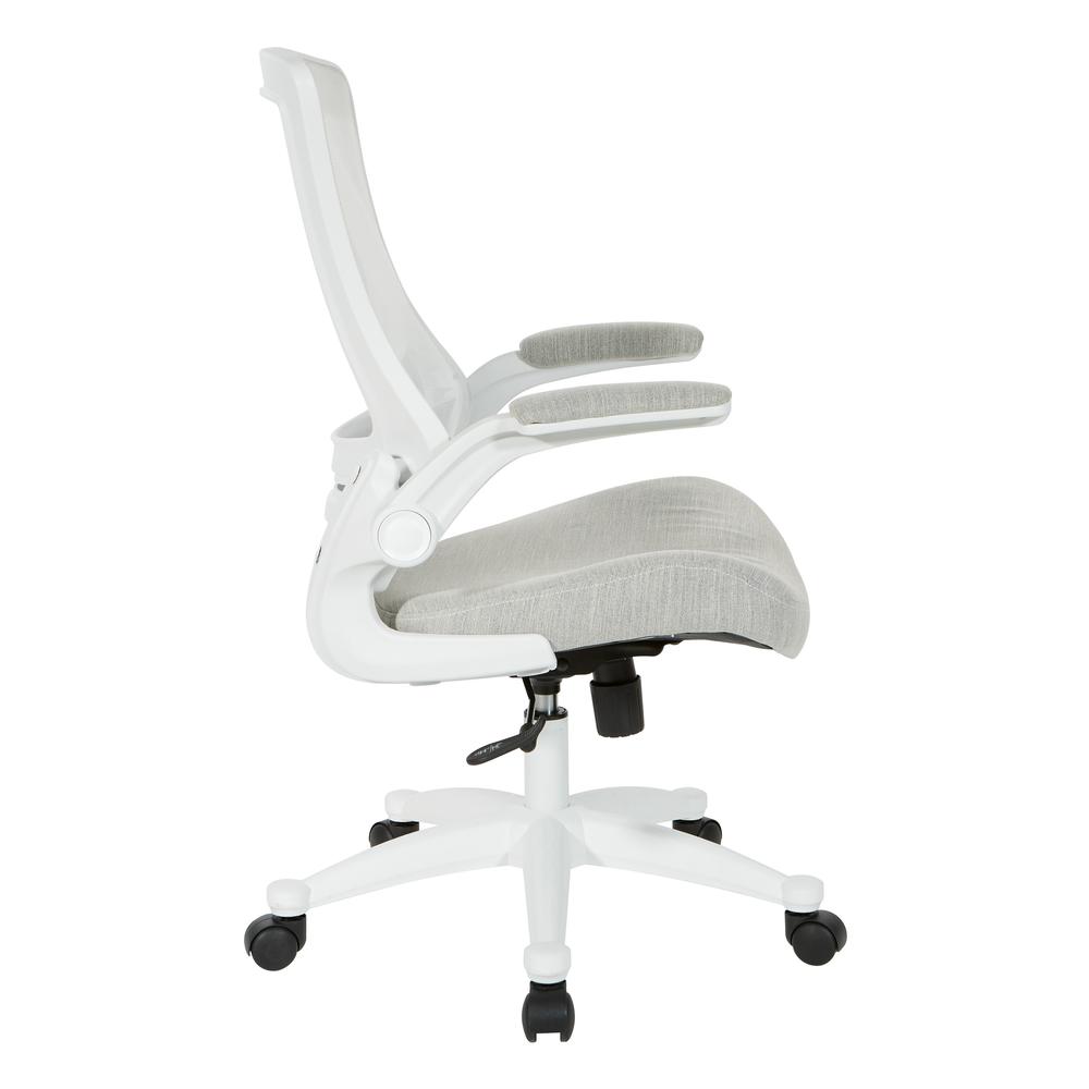 White Screen Back Manager's Chair in Linen Stone Fabric, EM60926WH-F22