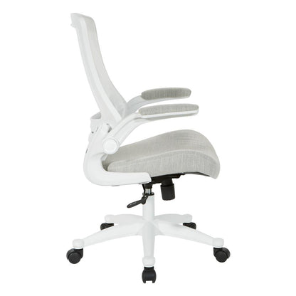 White Screen Back Manager's Chair in Linen Stone Fabric, EM60926WH-F22