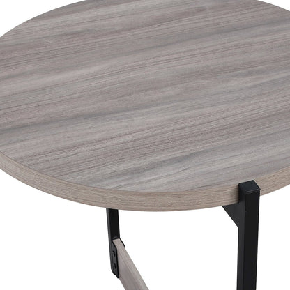 3 Piece Occasional Table Set in Grey Woodgrain Finish with Black Metal Legs