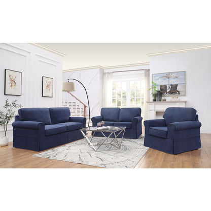 Slip Cover Sofa in Navy Fabric