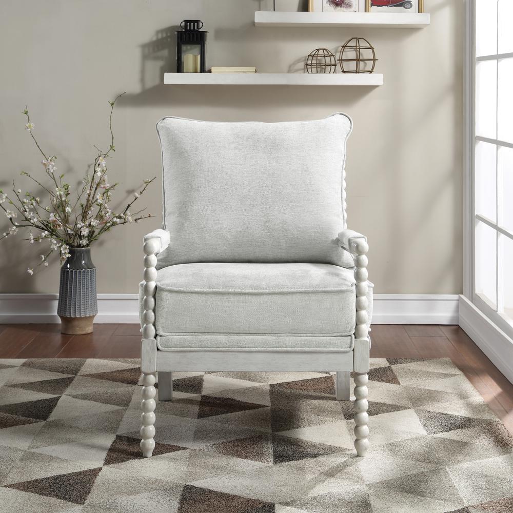 Kaylee Spindle Chair in Smoke Fabric with White Frame, KLE-H14