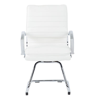 Guest Faux Leather Chair with Chrome Base and Includes Removable Arm Sleeves