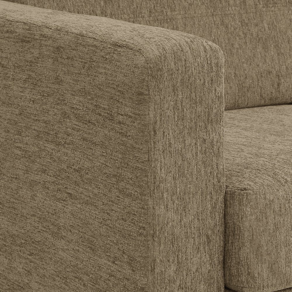 Pacific Loveseat in Taupe Fabric with Chrome Legs