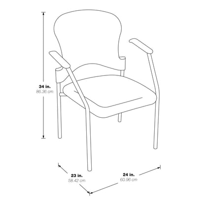 ProGrid Mesh Back with Padded Fabric Seat Visitor's Chair with Arms and Titanium Finish Frame, 86710R-30