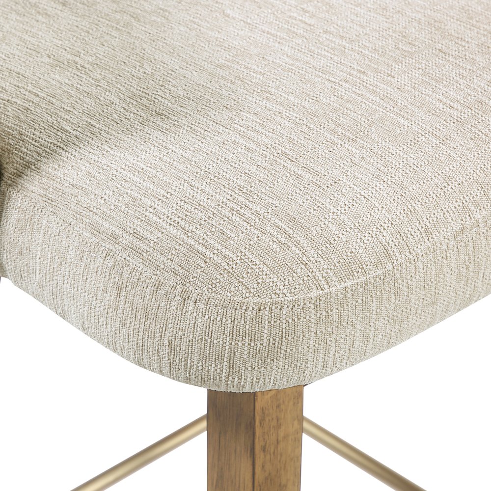Elsie 26" Swivel Counter stool in Linen Fabric with Medium Oak Finish, Set of 2