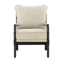 Polyester-Upholstered Spindle Accent Chair with Steel and Fir Frame, Linen