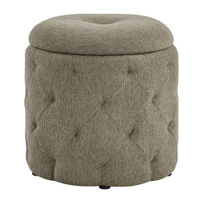 Erindale Round Storage Ottoman in Dolphin Fabric