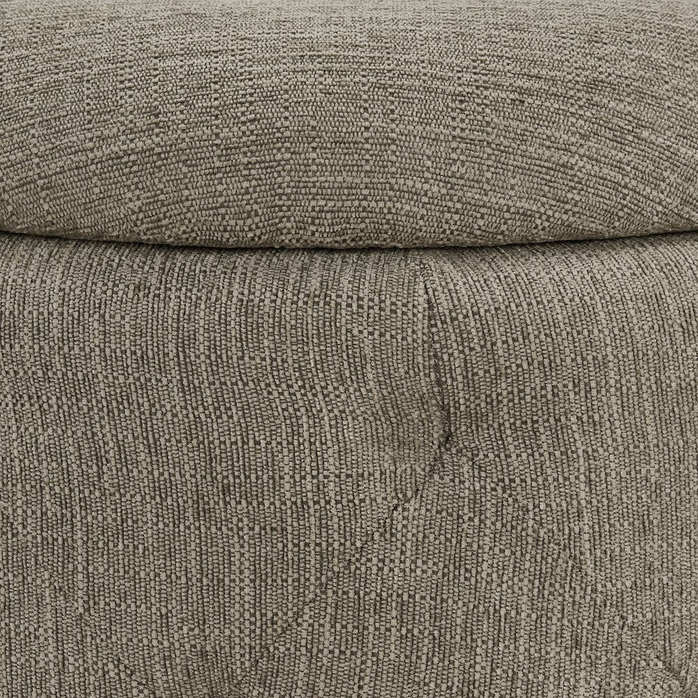 Erindale Round Storage Ottoman in Dolphin Fabric