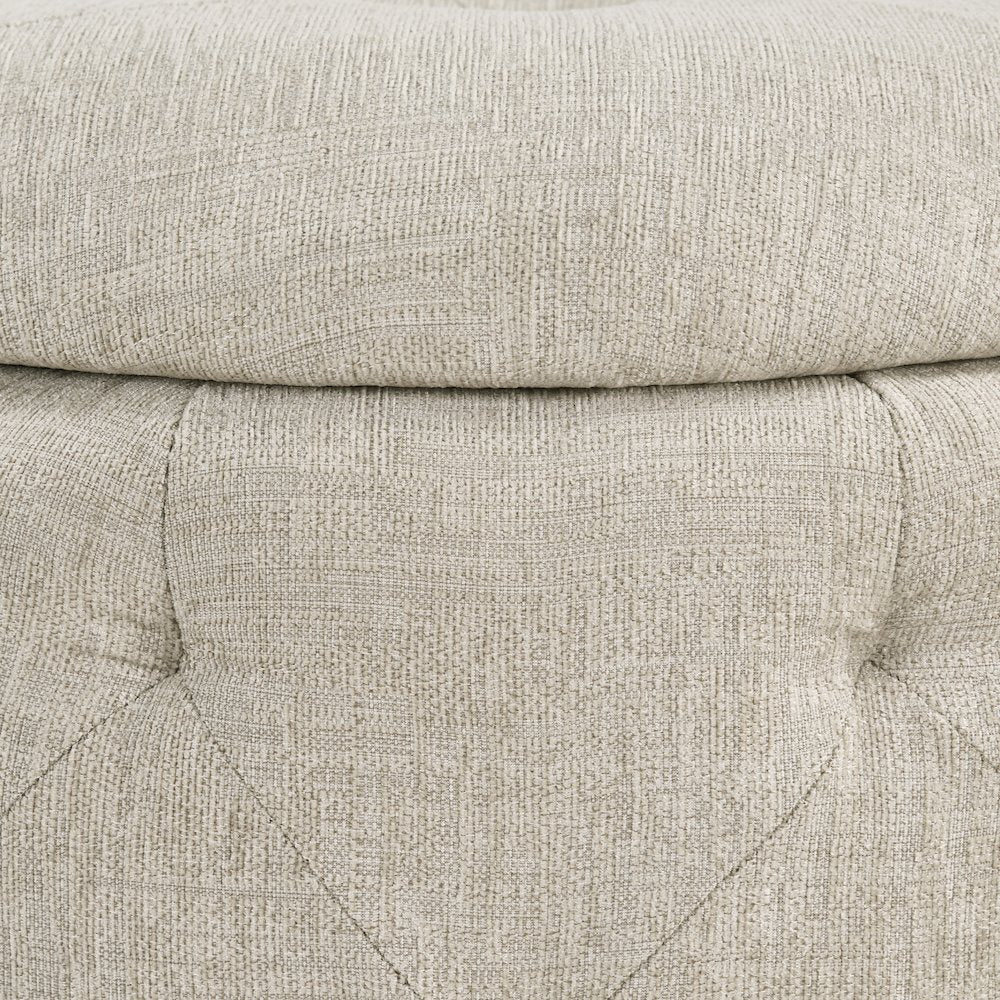 Erindale Round Storage Ottoman in Wheat Fabric