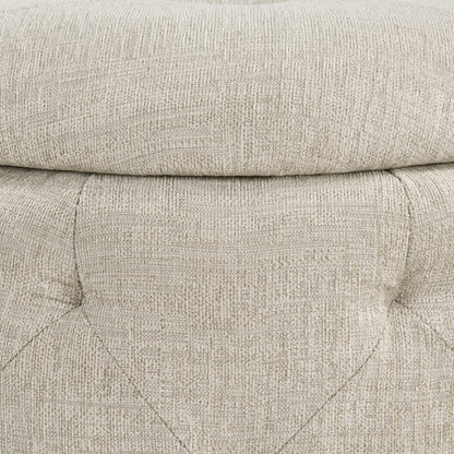 Erindale Round Storage Ottoman in Wheat Fabric