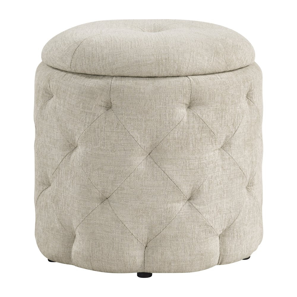 Erindale Round Storage Ottoman in Wheat Fabric