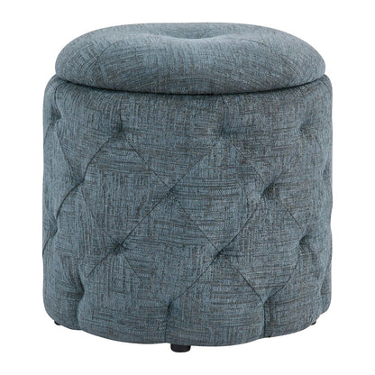 Erindale Round Storage Ottoman in Navy Fabric