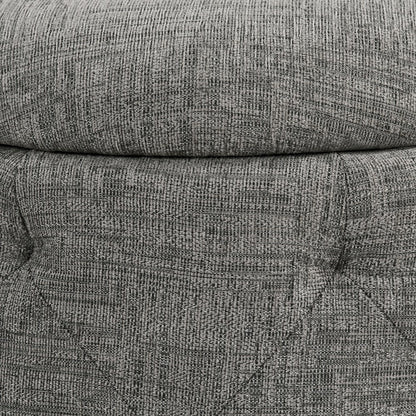 Erindale Round Storage Ottoman in Charcoal Fabric
