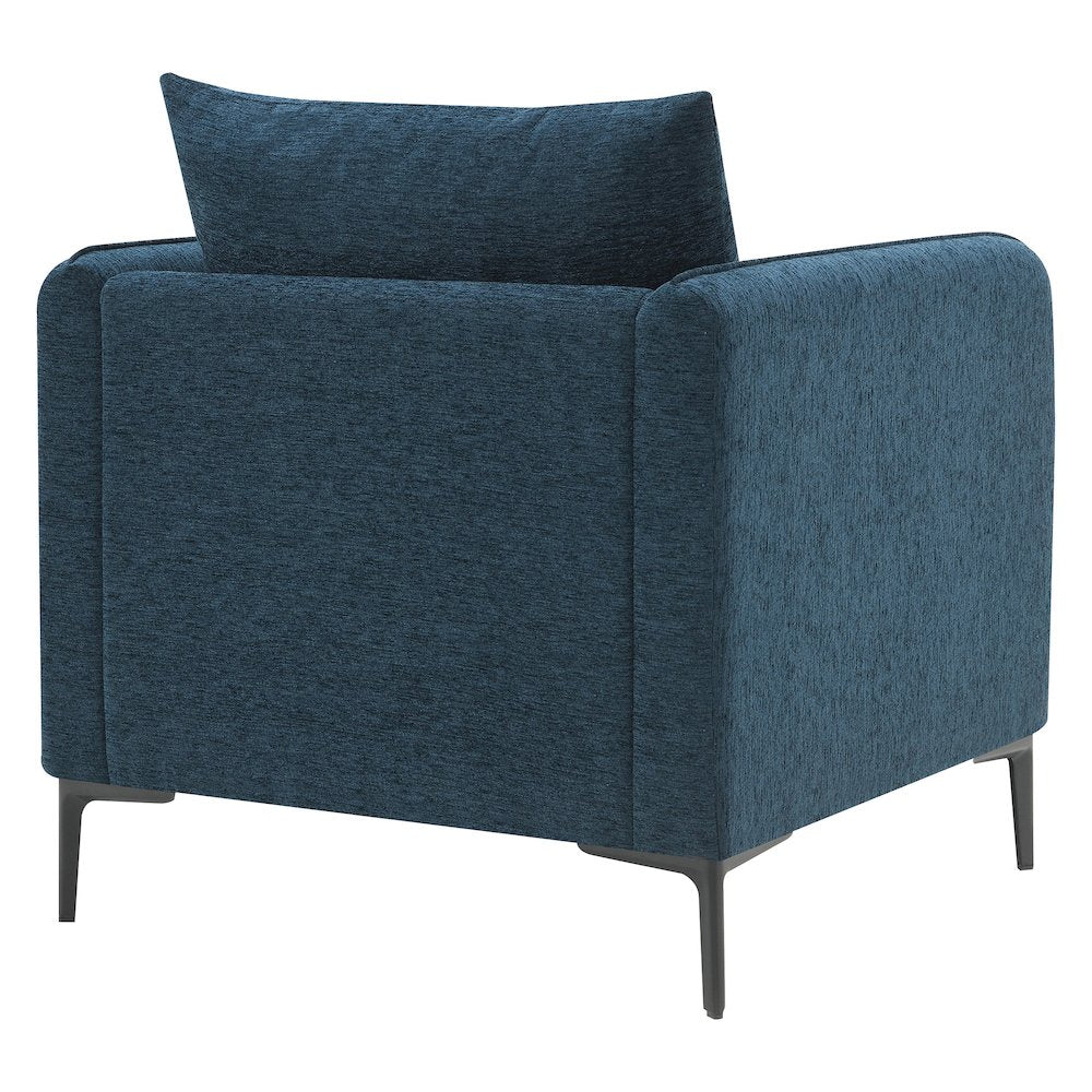 Newhaven Accent Chair in Navy Green Fabric with Black Metal Legs