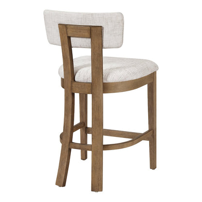 Hanson 26" Counter Stool with Linen Fabric and Medium Oak Wood, 2-Pack
