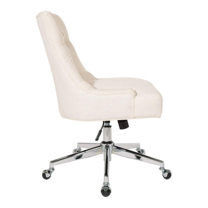 Amelia Office Chair in Linen Fabric with Chrome Base, AME26-L32