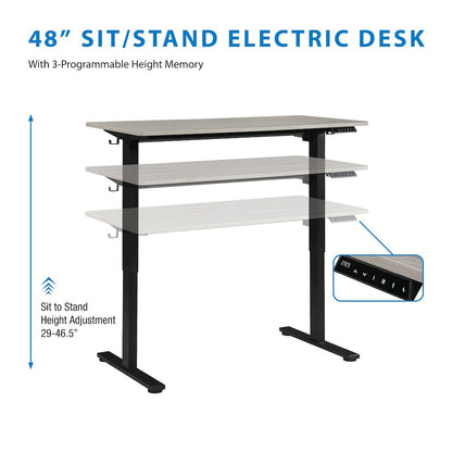 Primo 48"W Sit to Stand Electric Height Adjustable Desk With Light Grey Top