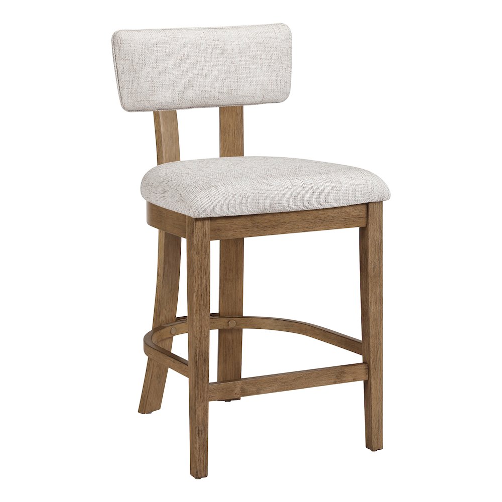 Hanson 26" Counter Stool with Linen Fabric and Medium Oak Wood, 2-Pack