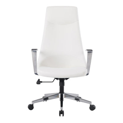 High Back Antimicrobial Fabric Chair with Fixed Padded Aluminum Arms and Chrome Base in Dillon Snow