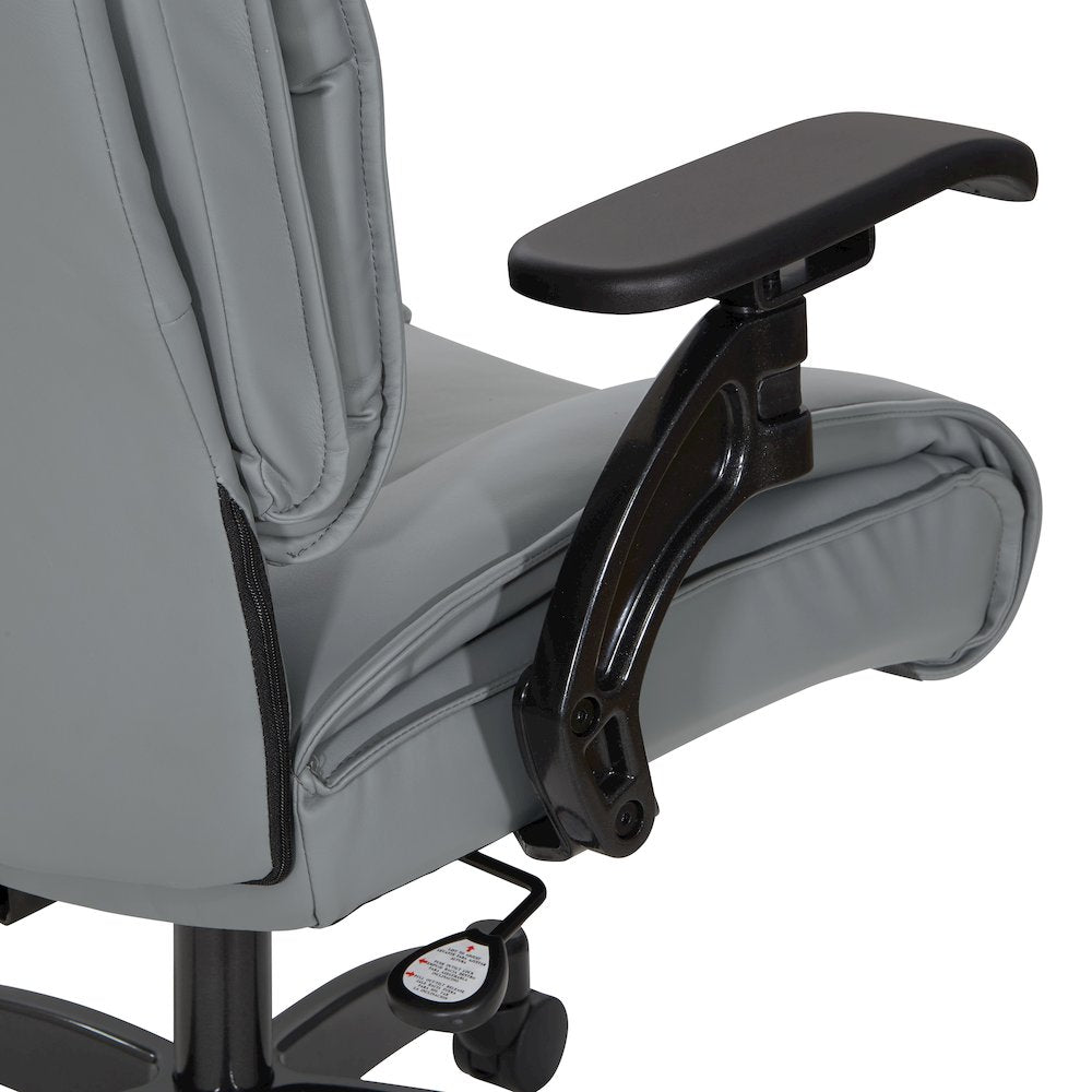 Charcoal Grey Leather Conference Chair with Cantilever Arms, Steel Base