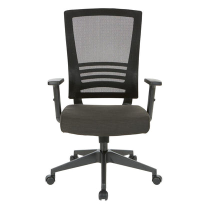Vertical Mesh Back Chair in Black Frame with Black Linen Fabric Seat, EM60930-F23